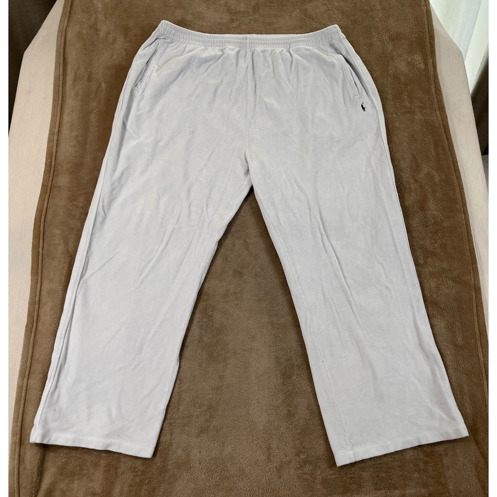 Vintage Polo Ralph Lauren Knit Lounge Pajama Pants Mens 2XB Big White Woven GOOD